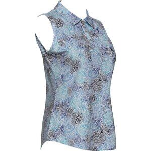 Bette & Court Women's Sleeveless Print ( Malibu)  Polo - Size MD
